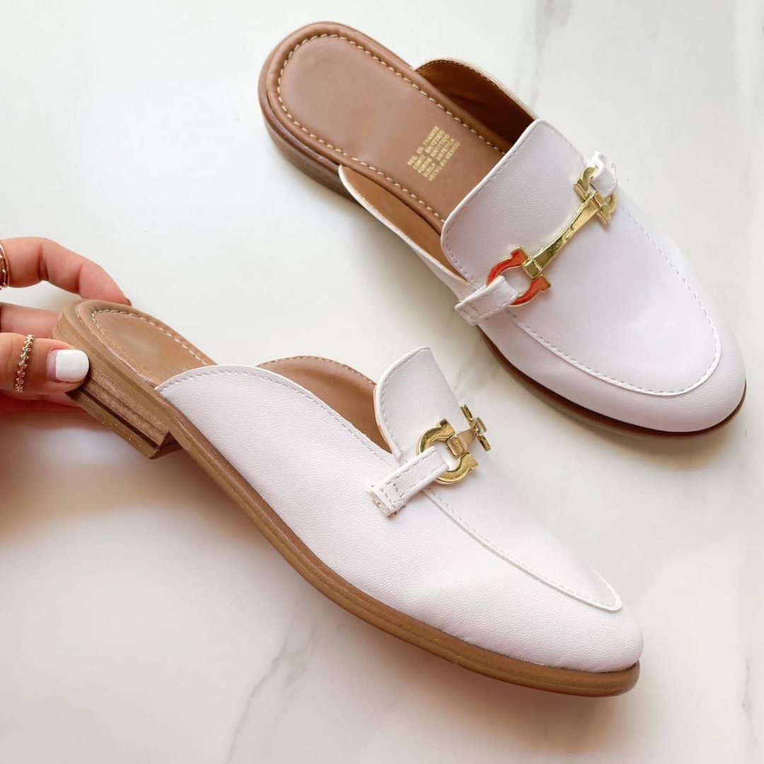 Ivory Chain Elegance Mules