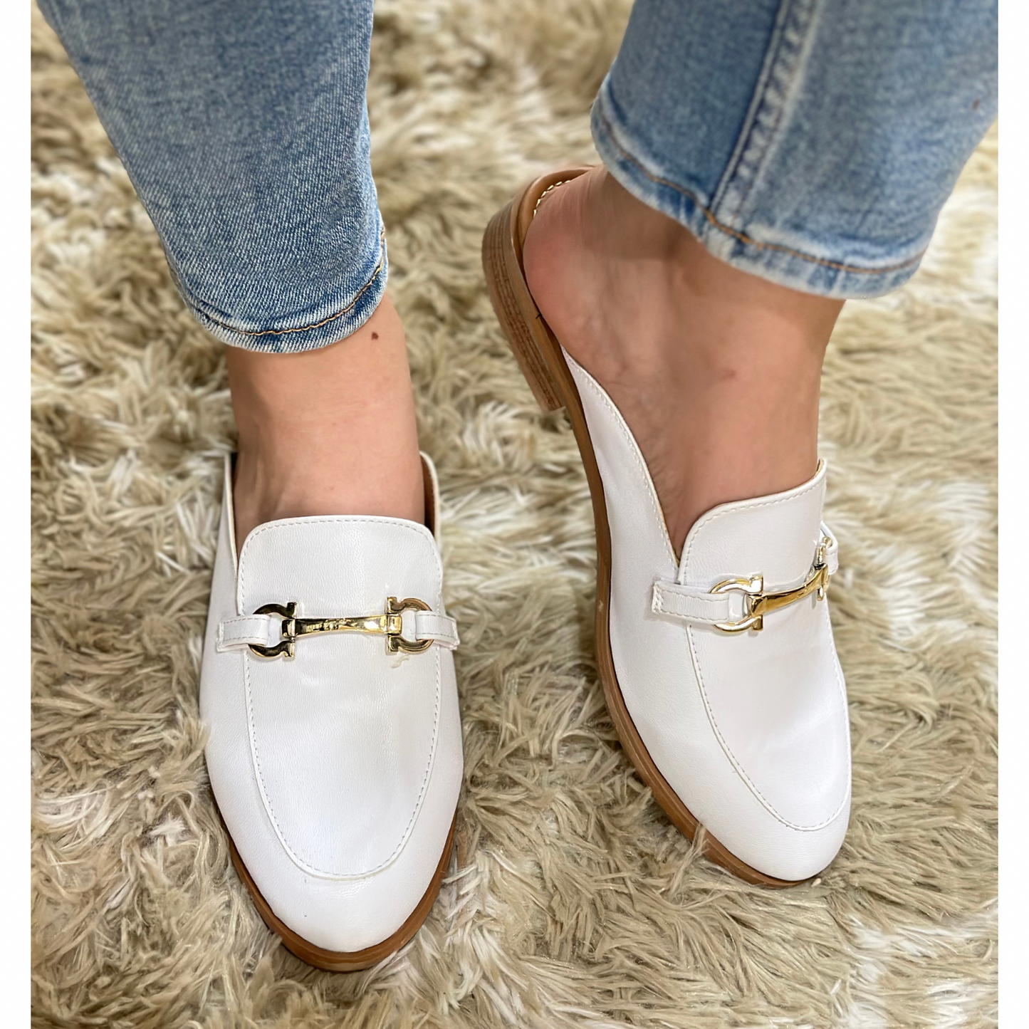 Ivory Chain Elegance Mules